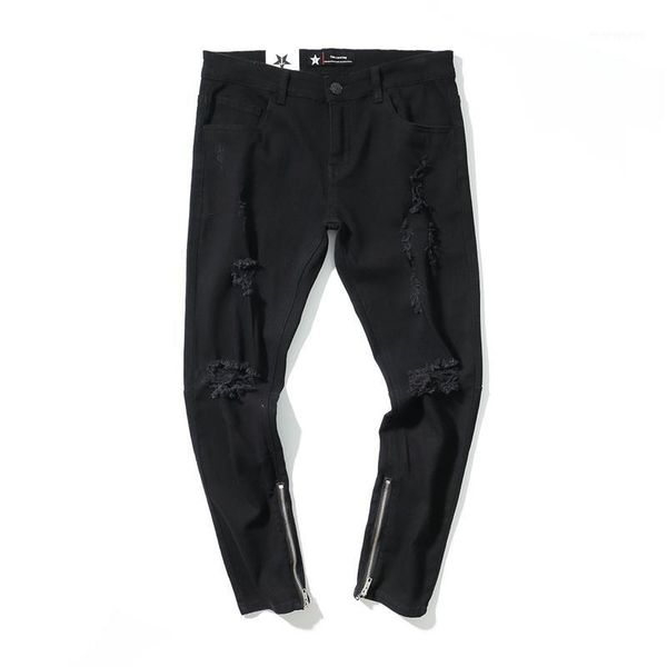 men's washed distressed jeans new streetwear trend black hole ankle zipper skinny denim pants straight slim fit biker jeans1, Blue
men's washed distressed jeans new streetwear trend black hole ankle zipper skinny denim pants straight slim fit biker jeans1, Blue