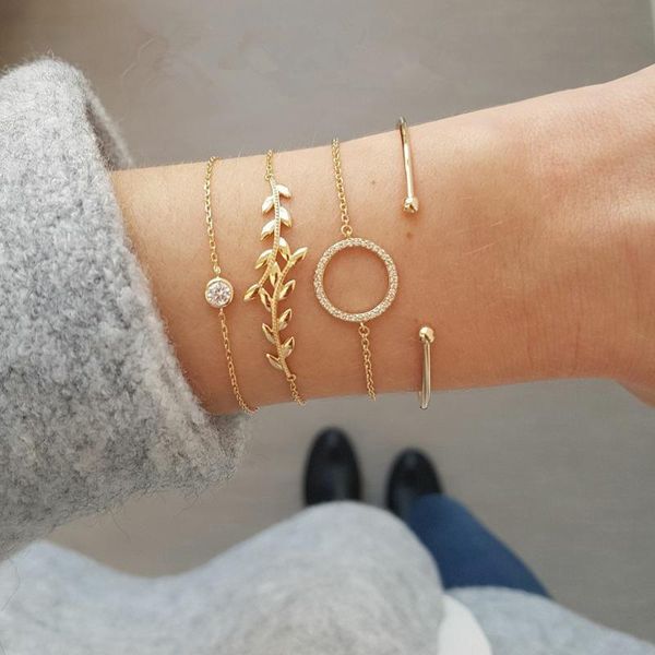 hebedeer 4pcs/set popular fashion bohemian leaf zircon circle bracelet charm open women bracelet simple jewelry accessories, Black
hebedeer 4pcs/set popular fashion bohemian leaf zircon circle bracelet charm open women bracelet simple jewelry accessories, Black
