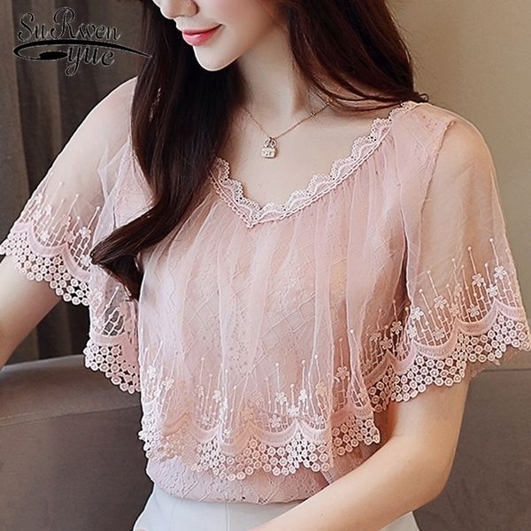 women and blouses summer lace blouse shirt fashion women blouses short sleeve lace female blusa feminina 0788 30 y200402, White
women and blouses summer lace blouse shirt fashion women blouses short sleeve lace female blusa feminina 0788 30 y200402, White