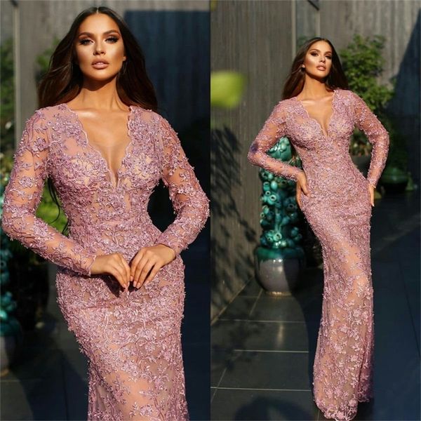pink prom dresses full beads appliqued lace v neck mermaid evening dresses ruched long sleeves formal pageant dress custom made, Black
pink prom dresses full beads appliqued lace v neck mermaid evening dresses ruched long sleeves formal pageant dress custom made, Black