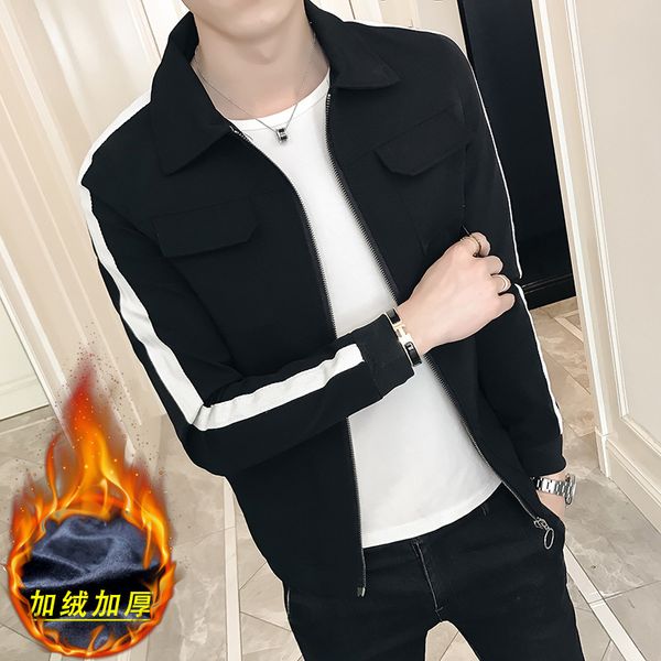 net red plush men's korean fashion slim handsome young man jacket warm in autumn and winter, Black;brown
net red plush men's korean fashion slim handsome young man jacket warm in autumn and winter, Black;brown
