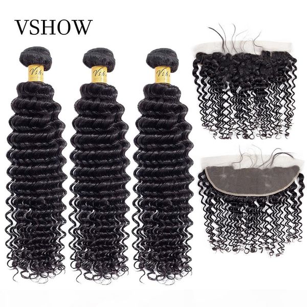 vshow brazilian deep wave bundles with frontal natural color remy human hair 3 4 bundles sew in with closure 13x4, Black
vshow brazilian deep wave bundles with frontal natural color remy human hair 3 4 bundles sew in with closure 13x4, Black
