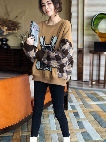 check printed crew neck sweater women's loose korean style pullover autumn and winter 2020 new, Black
check printed crew neck sweater women's loose korean style pullover autumn and winter 2020 new, Black