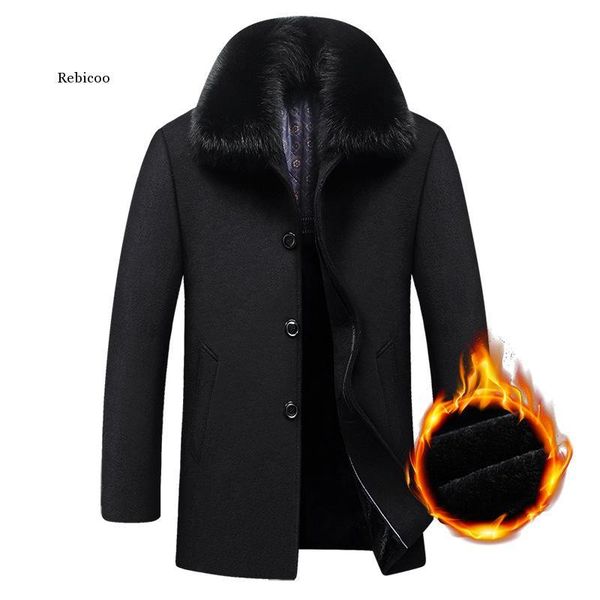 men's wool & blends long coat winter woolen men fleece thick detachable large fur collar autumn windbreaker casual jacket mens clothing, Black
men's wool & blends long coat winter woolen men fleece thick detachable large fur collar autumn windbreaker casual jacket mens clothing, Black