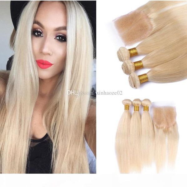 613 blonde brazilian virgin hair with closure 8a human hair weave 3 bundles with closure brazilian straight with lace closure, Black;brown
613 blonde brazilian virgin hair with closure 8a human hair weave 3 bundles with closure brazilian straight with lace closure, Black;brown