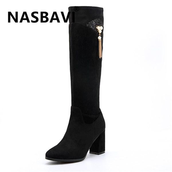 superior thick plush 38cm knee-high 8cm square high heel round toe pearl fringe decoration black ladies boots plus size 43
superior thick plush 38cm knee-high 8cm square high heel round toe pearl fringe decoration black ladies boots plus size 43