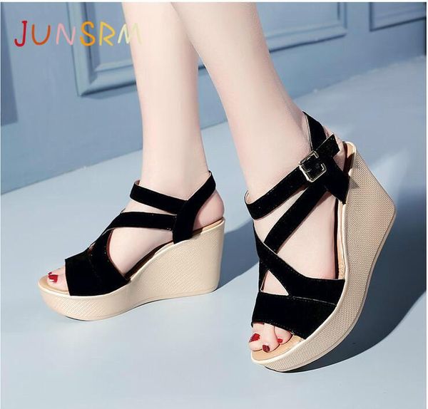 junsrm 2020 women sandals summer suede wedge high heels sponge bottom of the thick waterproof platform student women's shoes, Black
junsrm 2020 women sandals summer suede wedge high heels sponge bottom of the thick waterproof platform student women's shoes, Black