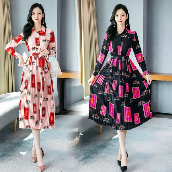 spring and autumn 2020 versatile skirt new printed chiffon slim pleated long sleeve women's middle long knee dress women's versati, Black;gray
spring and autumn 2020 versatile skirt new printed chiffon slim pleated long sleeve women's middle long knee dress women's versati, Black;gray