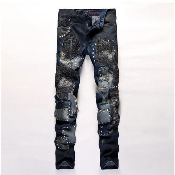 2020 owls embroidery patchwork slim ripped jeans with star rivet for men skinny fashion true denim pants rock&hip hop&nightclub1, Blue
2020 owls embroidery patchwork slim ripped jeans with star rivet for men skinny fashion true denim pants rock&hip hop&nightclub1, Blue