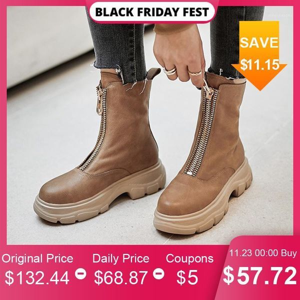 boots meotina genuine leather platform flat ankle women shoes round toe zipper female short autumn winter apricot size 411, Black
boots meotina genuine leather platform flat ankle women shoes round toe zipper female short autumn winter apricot size 411, Black
