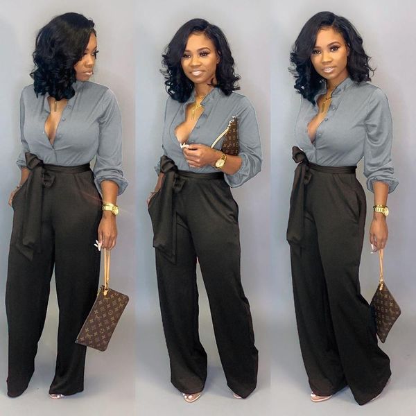 2020 new arrival office lady straight 2 pcs jumpsuits chic design turn-down collar street wear rompers overalls, Black;white
2020 new arrival office lady straight 2 pcs jumpsuits chic design turn-down collar street wear rompers overalls, Black;white