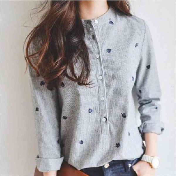 spring autumn shirt leaves embroidery long sleeve women blouses female ladies casual shirts women striped blusas femininas, White
spring autumn shirt leaves embroidery long sleeve women blouses female ladies casual shirts women striped blusas femininas, White