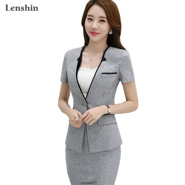 lenshin 2 pieces set light and thin contrast collar for summer work wear women skirt suits formal short-sleeve blazer & skirt 200922, White
lenshin 2 pieces set light and thin contrast collar for summer work wear women skirt suits formal short-sleeve blazer & skirt 200922, White