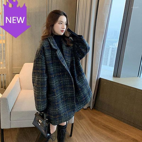 ladies coat 2020 winter leisure loose warm jackets harajuku woolen plaid jacket female korean version of the school1, Black
ladies coat 2020 winter leisure loose warm jackets harajuku woolen plaid jacket female korean version of the school1, Black