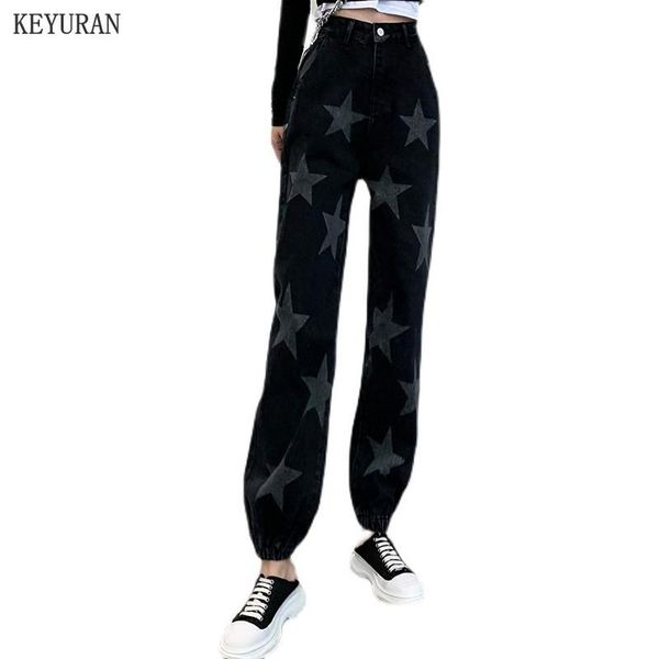 women's jeans five-pointed star print black women casual harjauku high waisted harem denim pants ladies punk streetwear trousers female, Blue
women's jeans five-pointed star print black women casual harjauku high waisted harem denim pants ladies punk streetwear trousers female, Blue