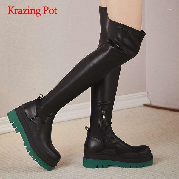boots krazing pot equestrian real leather stretch mixed colors round toe platform thick high heel dating over-the-knee l961, Black
boots krazing pot equestrian real leather stretch mixed colors round toe platform thick high heel dating over-the-knee l961, Black