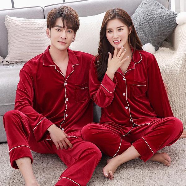 women's sleepwear pair of velvet couples home wear ladies soft spring and autumn fashion casual pajamas oversize suit1, Black;red
women's sleepwear pair of velvet couples home wear ladies soft spring and autumn fashion casual pajamas oversize suit1, Black;red