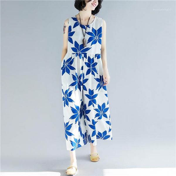 women jumpsuit new style summer loose-fit large size printed floral sleeveless o-neck female clothes loose casual women pants1, Black;white
women jumpsuit new style summer loose-fit large size printed floral sleeveless o-neck female clothes loose casual women pants1, Black;white