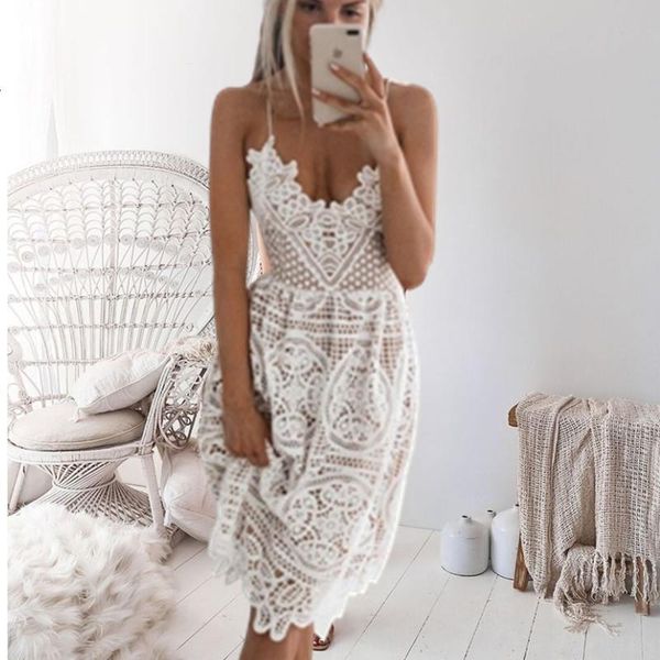 party dress women summer deep v neck backless lace dresses fashion sleeveless halter bandage midi dress, Black;gray
party dress women summer deep v neck backless lace dresses fashion sleeveless halter bandage midi dress, Black;gray