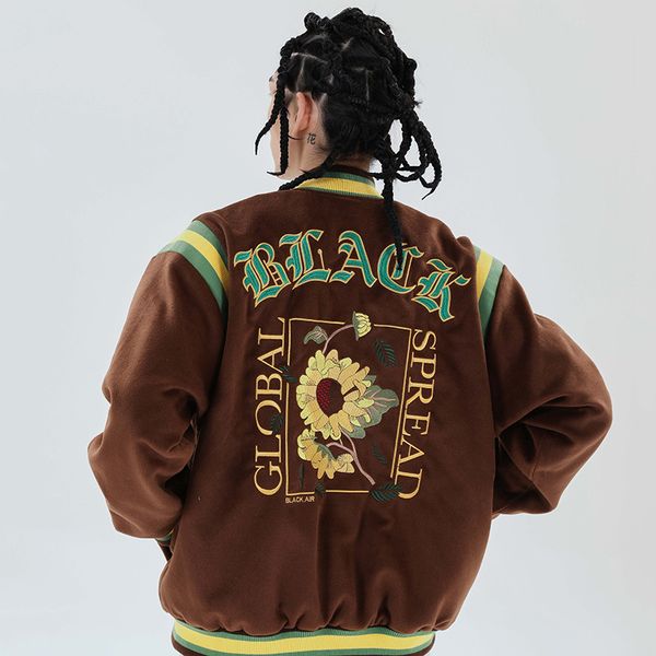 men jacket coat hip hop streetwear flower embroidery jacket winter cotton casual jacket coat outwear, Black;brown
men jacket coat hip hop streetwear flower embroidery jacket winter cotton casual jacket coat outwear, Black;brown