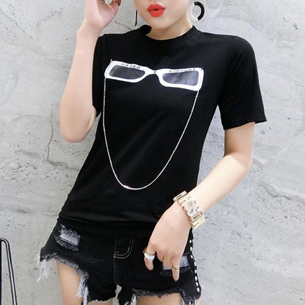 2020 new summer casual loose korean clothes glasses chain t-shirt women cotton short sleeve ropa mujer shirt tees t024221, White
2020 new summer casual loose korean clothes glasses chain t-shirt women cotton short sleeve ropa mujer shirt tees t024221, White