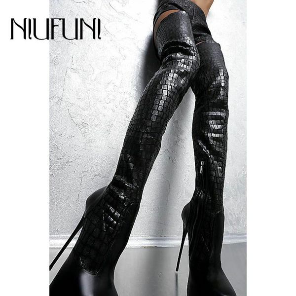 над коленом high boots женщины весна осень подлинная кожа платформа круглый toe шпильках высокие каблуки теплый zipper обувь для женщин, Black 
над коленом high boots женщины весна осень подлинная кожа платформа круглый toe шпильках высокие каблуки теплый zipper обувь для женщин, Black