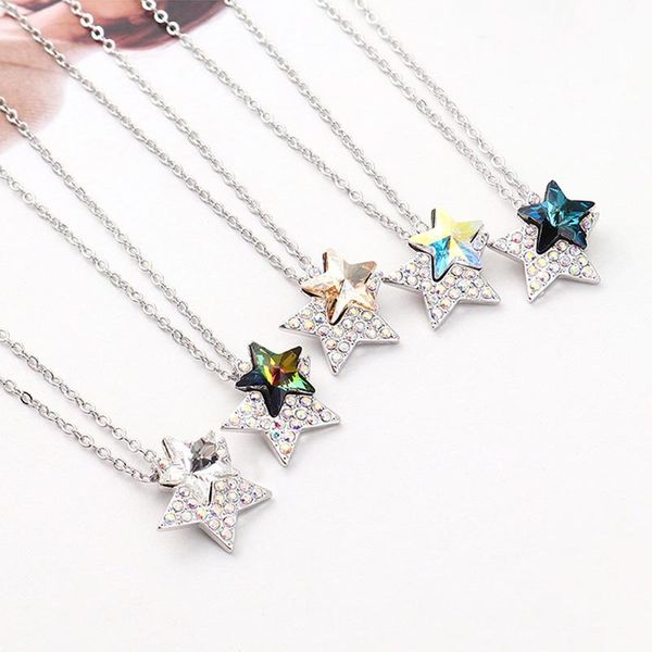 new colorful stars necklace pendant embellished with crystals from silver color chain for women office fashion jewelry
new colorful stars necklace pendant embellished with crystals from silver color chain for women office fashion jewelry