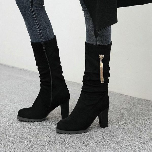 zawsthia flock faux suede boots for woman pleated winter mid-calf booties for women elegant ladies high heels boots size 33-48, Black
zawsthia flock faux suede boots for woman pleated winter mid-calf booties for women elegant ladies high heels boots size 33-48, Black