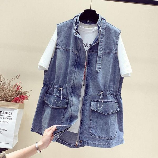 summer adjustable waist vintage jeans vest women sleeveless jacket spring pocket mid-long denim coat plus size female outwear1, Black;white
summer adjustable waist vintage jeans vest women sleeveless jacket spring pocket mid-long denim coat plus size female outwear1, Black;white