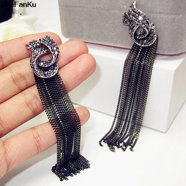 luxury rhinestone vintage tassel earrings drop earring for women party jewelry black chains long dangle earrings gift, Silver
luxury rhinestone vintage tassel earrings drop earring for women party jewelry black chains long dangle earrings gift, Silver