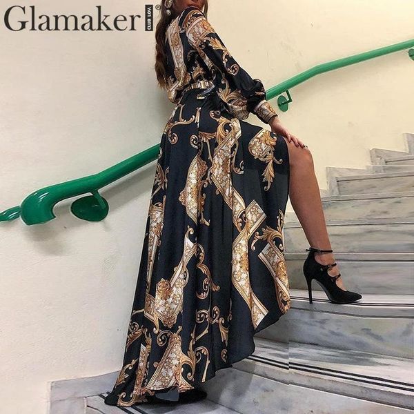 glamaker vintage print shirt collar long dress women elegant long sleeve split high waist dress female autumn winter dress t200117, White;black
glamaker vintage print shirt collar long dress women elegant long sleeve split high waist dress female autumn winter dress t200117, White;black