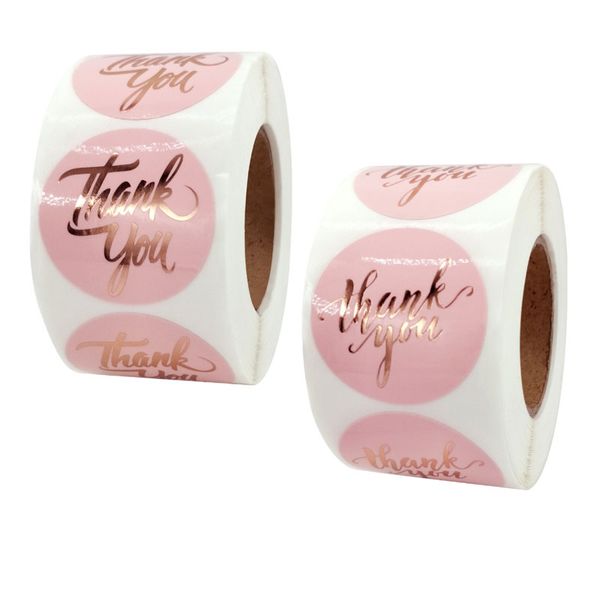 pink paper foil thank you label scrapbooking 1.5'' 500pcs wedding envelope seals handmade stationery stickers