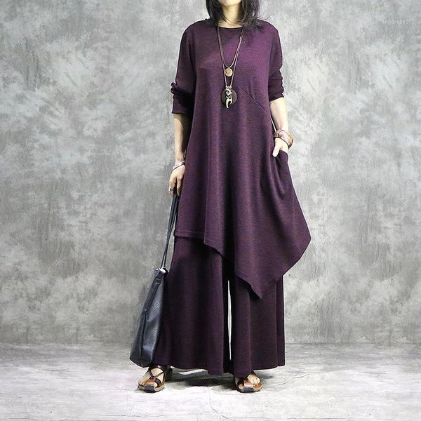 johnature new style casual original literary loose women sets 2020 spring large size two-piece wide leg pants female sets1, Gray
johnature new style casual original literary loose women sets 2020 spring large size two-piece wide leg pants female sets1, Gray