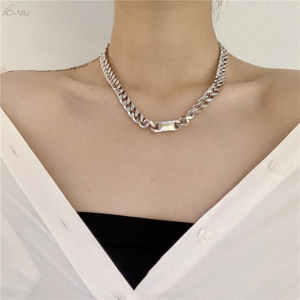 chokers aomu korea 2021 stainless steel thick chain hip hop punk necklace collarbone for women men jewelry accessories, Golden;silver
chokers aomu korea 2021 stainless steel thick chain hip hop punk necklace collarbone for women men jewelry accessories, Golden;silver