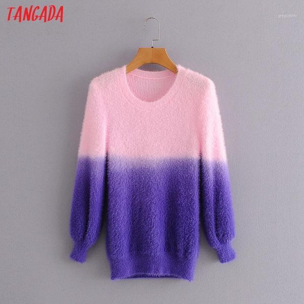 tangada women 2020 fashion purple block color fitted knitted sweater vintage o neck long sleeve female pullovers chic 3a3731, White;black
tangada women 2020 fashion purple block color fitted knitted sweater vintage o neck long sleeve female pullovers chic 3a3731, White;black