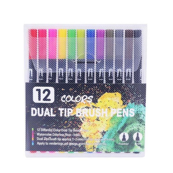12 colors fineliner drawing painting watercolor art marker pens dual tip brush pen school supplies 04350 h bbyjam, Black;red
12 colors fineliner drawing painting watercolor art marker pens dual tip brush pen school supplies 04350 h bbyjam, Black;red