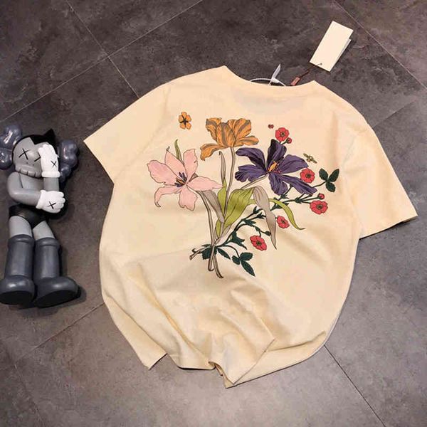 2022 factory wholesale new model spring letters flower simple printing casual loose and versatile round neck short sleeve t-shirt, White 
2022 factory wholesale new model spring letters flower simple printing casual loose and versatile round neck short sleeve t-shirt, White