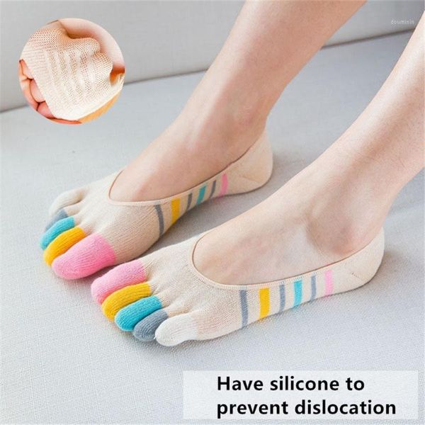 

women's summer cotton color toe socks personality invisible shallow mouth funny solid color five-finger socks peas shoes1, Black;white