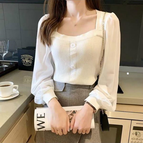 new 2021 spring liquid thread bottomming female shirt fine square neck long sleeves short sweater y519 2fpw 29yh, White;black
new 2021 spring liquid thread bottomming female shirt fine square neck long sleeves short sweater y519 2fpw 29yh, White;black