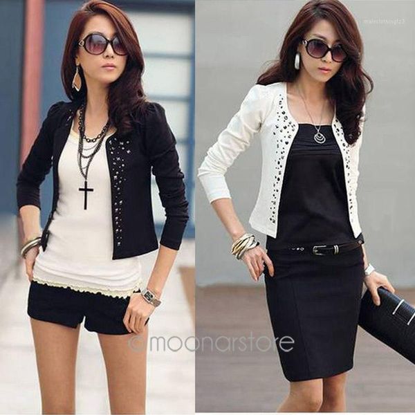 women's jackets super fashion cool women ladies long sleeve shrug suits small jacket elegant women's rivet coat black/white1, Black;brown
women's jackets super fashion cool women ladies long sleeve shrug suits small jacket elegant women's rivet coat black/white1, Black;brown