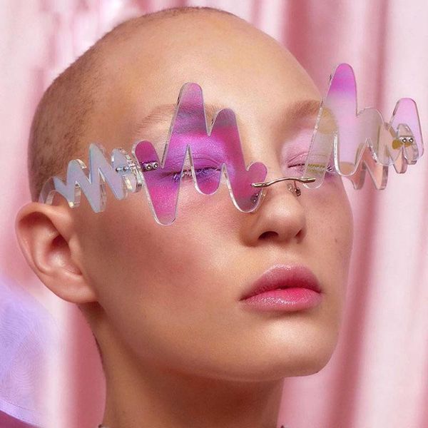 sunglasses fashion personality irregular wave women party funny sun glasses cute creative, White;black