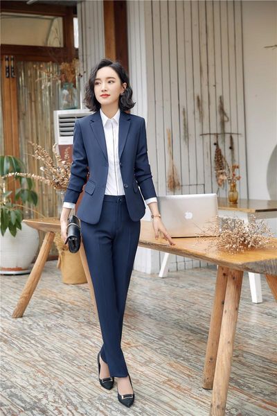 novelty navy blue fashion uniform designs pantsuits with jackets and pants for business women pants suits ladies blazers, White 
novelty navy blue fashion uniform designs pantsuits with jackets and pants for business women pants suits ladies blazers, White