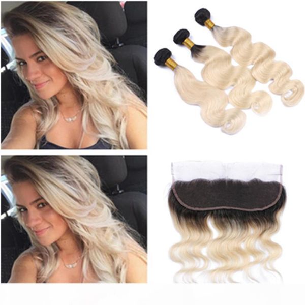 #1b 613 blonde ombre 13x4 full lace frontal closure with 3bundles body wave ombre blonde malaysian virgin human hair weaves with frontal, Black;brown
#1b 613 blonde ombre 13x4 full lace frontal closure with 3bundles body wave ombre blonde malaysian virgin human hair weaves with frontal, Black;brown