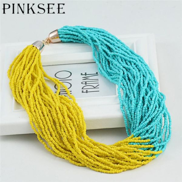 chains pinksee multilayer seed beads necklace statement chunky bib chain fashion jewelry for women party gifts, Silver
chains pinksee multilayer seed beads necklace statement chunky bib chain fashion jewelry for women party gifts, Silver