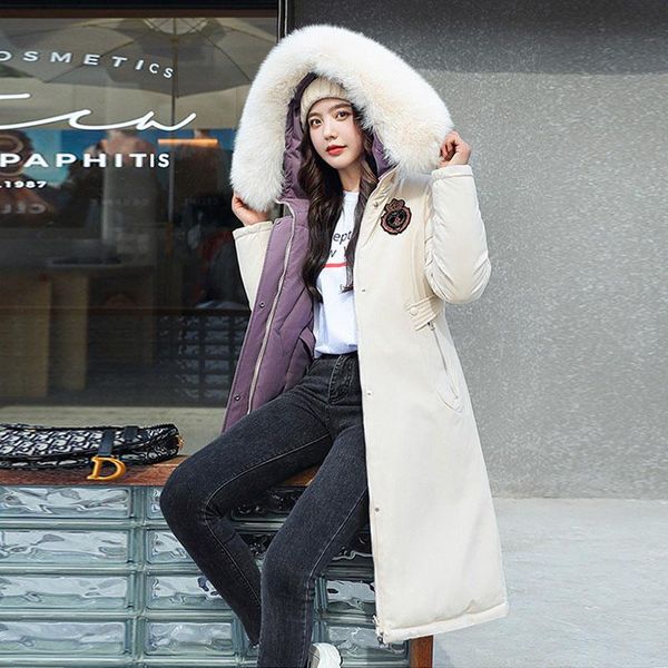 large fur collar hooded down cotton coat women parka 2021 thick winter outerwear warm mid-length padded jacket femme hiver dh51, Black
large fur collar hooded down cotton coat women parka 2021 thick winter outerwear warm mid-length padded jacket femme hiver dh51, Black
