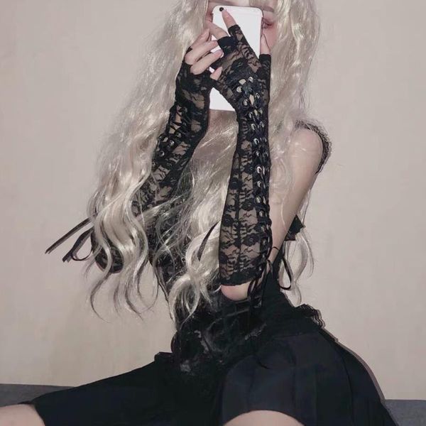 1pair women lace tie glove black elbow fingerless gloves gothic string mesh mittens halloween party nightclub decoration#38, Blue;gray
1pair women lace tie glove black elbow fingerless gloves gothic string mesh mittens halloween party nightclub decoration#38, Blue;gray