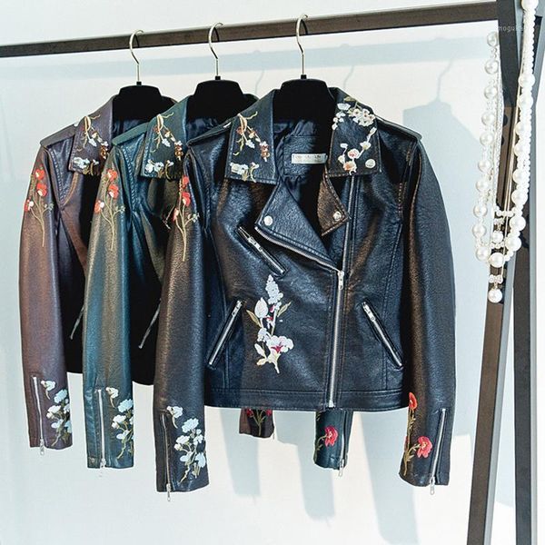 2020 fall new leather jacket women slim fit embroidery flower pu leather jacket female faux jackets woman coat outwears1, Black
2020 fall new leather jacket women slim fit embroidery flower pu leather jacket female faux jackets woman coat outwears1, Black