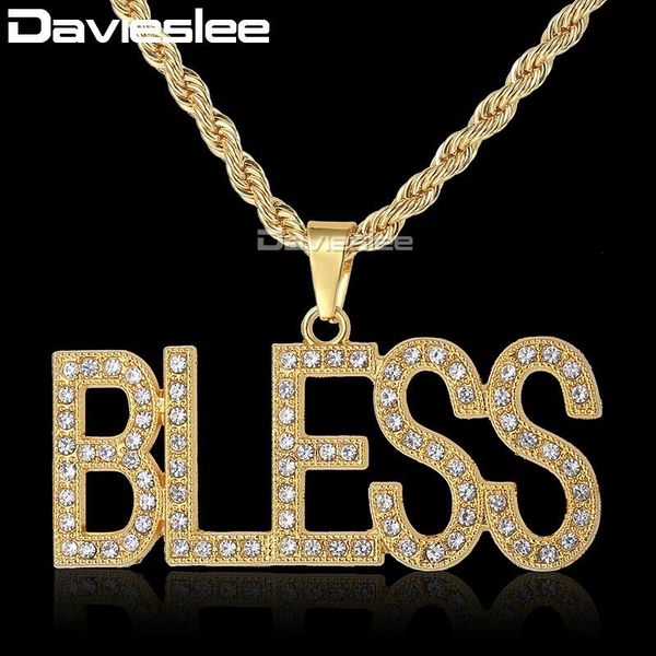 chains davieslee bless letter pendant necklace mens miami chain iced out paved rhinestones gold color jewelry dgp112_1, Silver
chains davieslee bless letter pendant necklace mens miami chain iced out paved rhinestones gold color jewelry dgp112_1, Silver