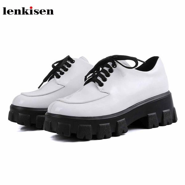 dress shoes lenkisen thick bottom genuine leather casual round toe high heels solid women fashion preppy style lace up pumps l6f1, Black
dress shoes lenkisen thick bottom genuine leather casual round toe high heels solid women fashion preppy style lace up pumps l6f1, Black