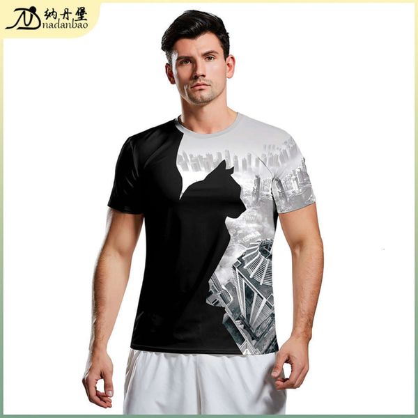 and summer new men's fashion spring simple versatile cat print slim short sve t-shirt b129-9163, Black
and summer new men's fashion spring simple versatile cat print slim short sve t-shirt b129-9163, Black
